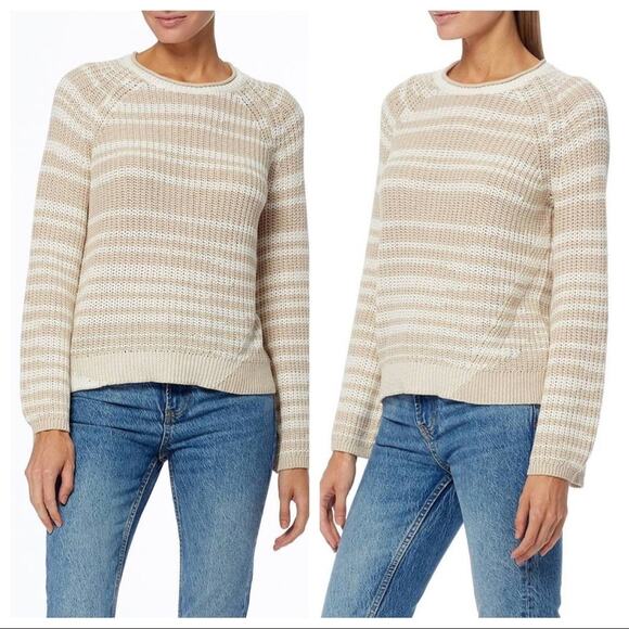 360 Sweater Amethyst Striped Pullover Sweater Hemp/Optic White Size S - Picture 1 of 10